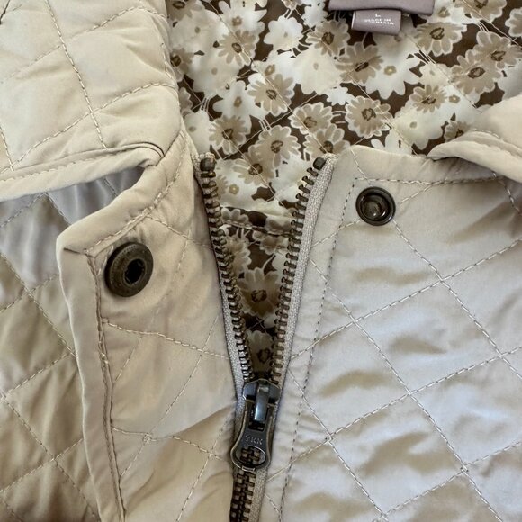 J Jill Quilted Full Zip Jacket Size L Tan Pockets Fall Outdoor Classic - Picture 7 of 13
